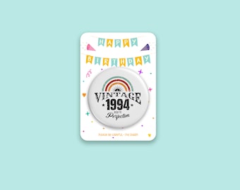 30th birthday Badge | Vintage 1984 | Aged to perfection | Birthday Gift | Large badge | Retro button pin badge
