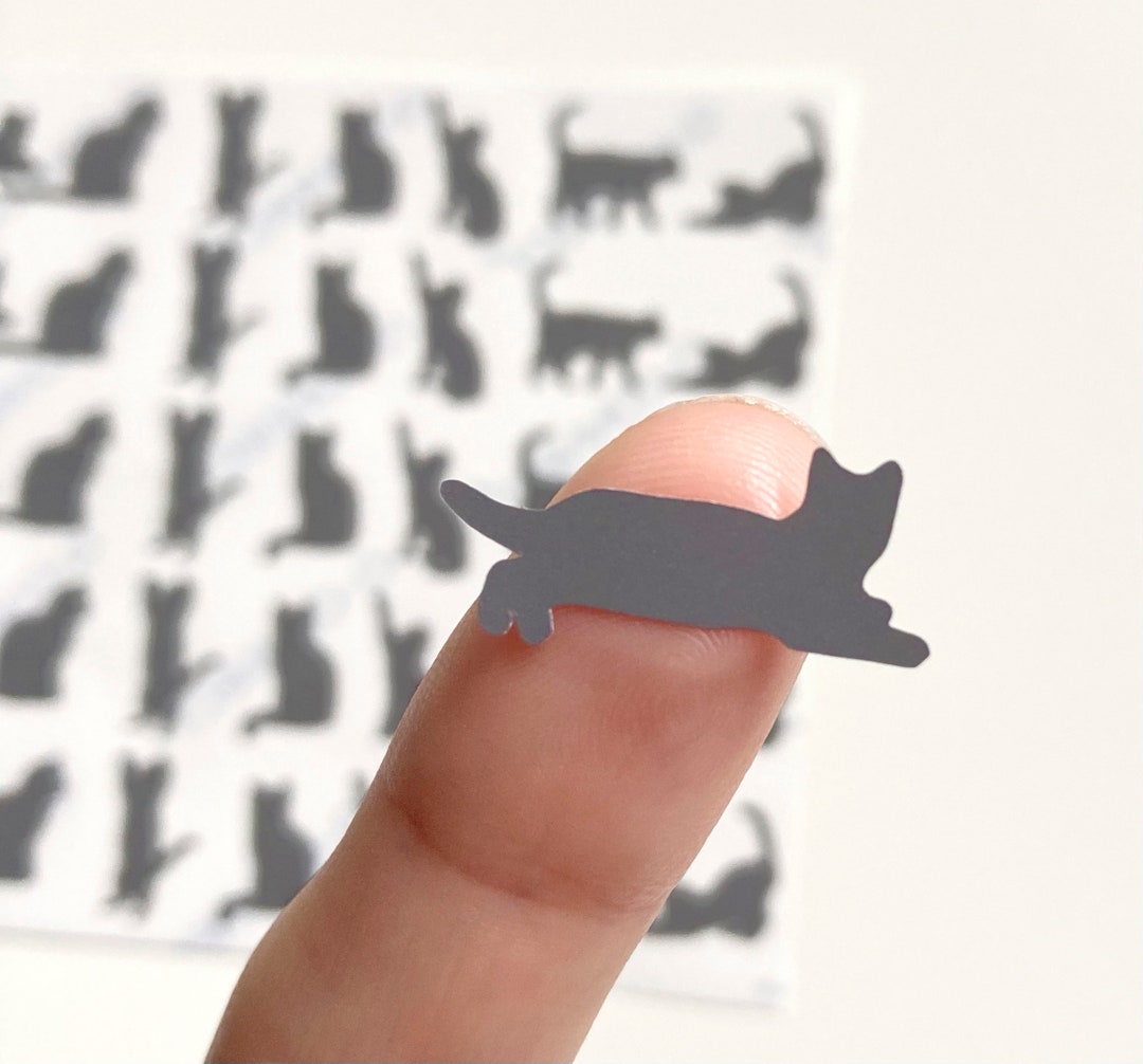 Cute Tiny Cat Stickers | Cat Lover Gift | Grey Cat Sticker Sheet | Cat ...