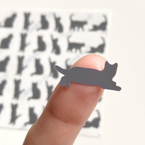 Cute Tiny Cat stickers | Cat lover gift | Grey cat sticker sheet | Cat Silhouette | Laptop & phone case stickers | Cat decoration | Small