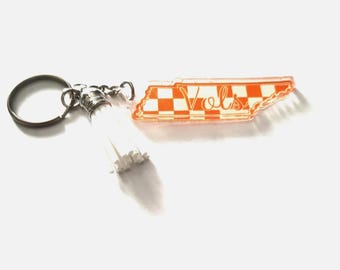 Novelty Souvenir Tennessee Vols Keychains With White Tassel.