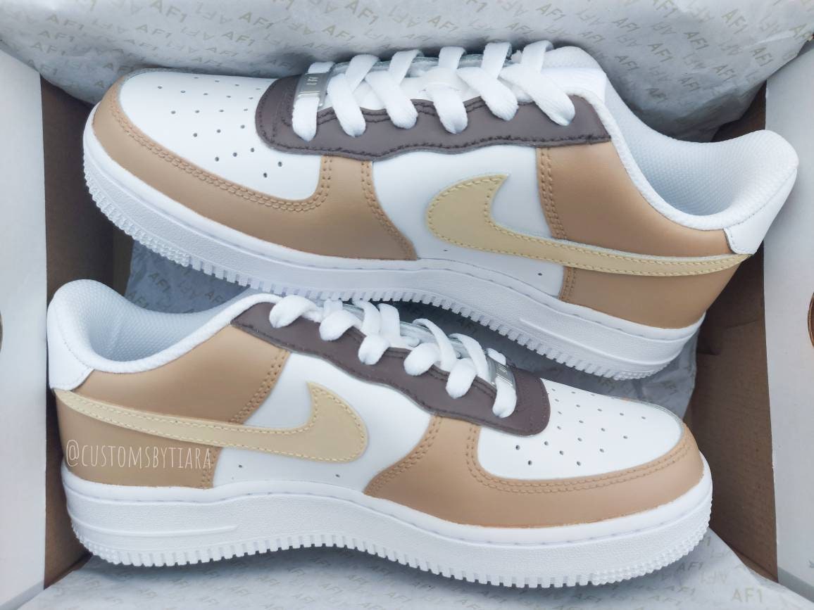 Custom Nike Air Force 1 in Beige Neutral Mocha Colours | Etsy