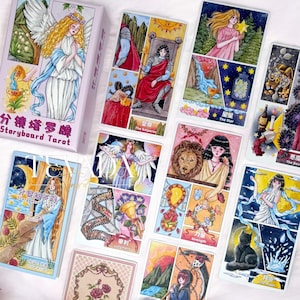 Storyboard Tarot-Erkunden Sie die Erzählung des Lebens mit filmischen Kunstwerken und einem bezaubernden Cartoon für tiefe Einblicke
