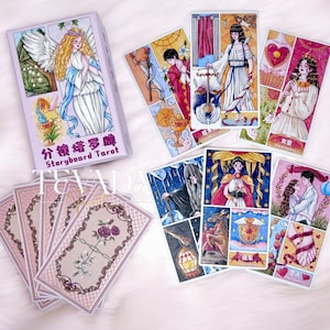 Storyboard Tarot: explora la narrativa de la vida con ilustraciones cinematográficas y adorables dibujos animados para obtener conocimientos profundos. Baraja de tarot independiente única para principiantes.