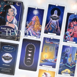 Wake Me Up Tarot II Guía de vida colorida Caricatura expresiva de la vida Baraja intuitiva y lúdica Baraja de tarot independiente única para principiantes