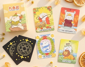 Jiuyujiang Chubby Cat Tarot: Pocket Size Kawaii Kitten Lover Spiritual Gift