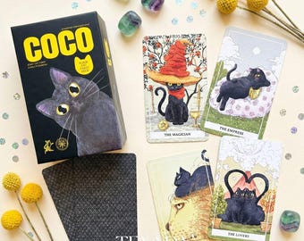 Coco Black Cat Tarot PRO: Whimsical Animal Lover Spirit Guide Healing Art