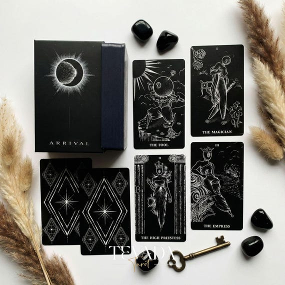 The Arrival Tarot Deck: Dark Black and White Minimalist Shadow Work Tool