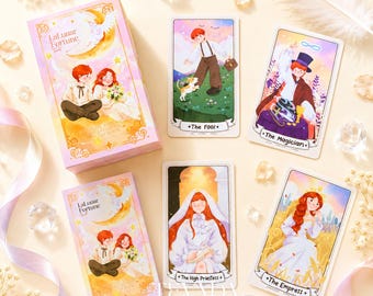 LaLunar Fortune Tarot Deck: Pink Floral Romance Cards Pink Foil Edge Set