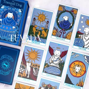 The Tranquil Dog Tarot STANDARD-Embrace Calmness with 78 Beautiful Cards Gentle Cartoon Puppy Illustrations-Unique Tarot Deck for Beginners