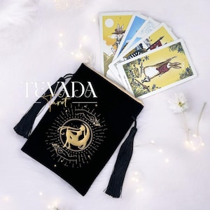 Borsa per tarocchi in velluto nero, piccola fata, borsa incantata per rituali Wiccan, potenziamenti psichici, guarigione energetica, conservazione e protezione dei tarocchi