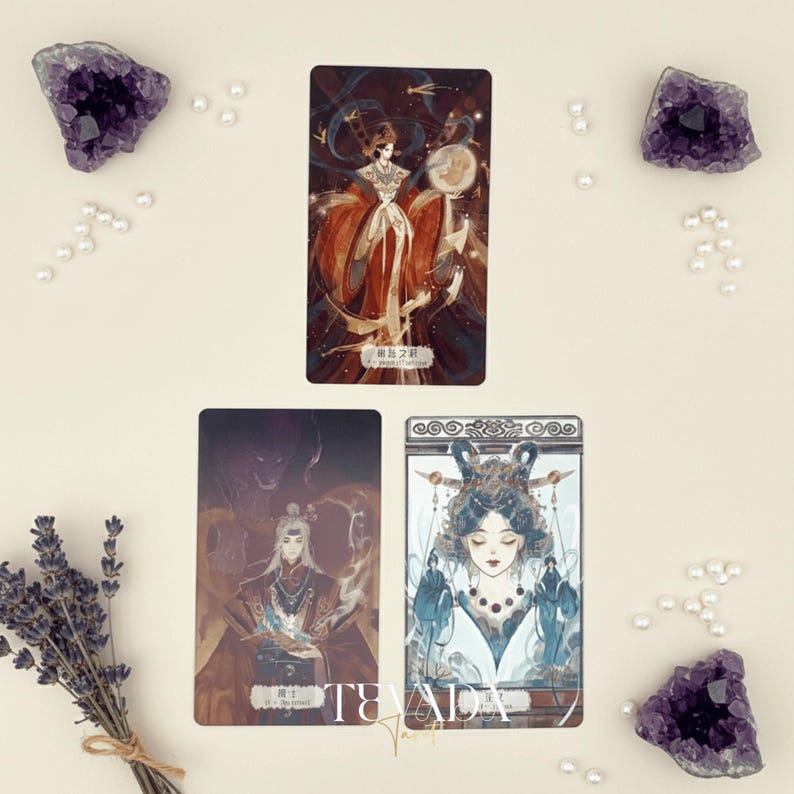 Explore intuitive guidance with the Fabled Cloudland Tarot Deck DELUXE, a 78-card Chinese mythology tarot featuring flowing art, celestial figures, and symbolic wisdom.