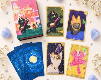 TATA's Tarot Moon Edition: Whimsical Moon Adorable Cat Cards for Gentle Daily Pull