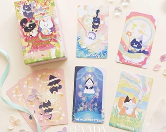 Mystic Meows Tarot PINK: Adorable Cat Beginner Tarot for Inner Child Healing