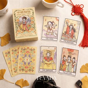 China Doll Tarot Deck STANDARD: Vintage Chinese Ink Wash Art Spiritual Guide