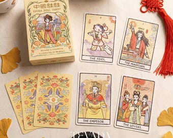 China Doll Tarot Deck STANDARD: Vintage Chinese Ink Wash Art Spiritual Guide