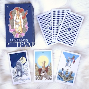Lunalapin Tarot & Oracle Deck 100-Card Cute Rabbit Bunny Cartoon Tarot Card Deck Luna Lapin Unique Indie Tarot Deck for Beginner for Healing