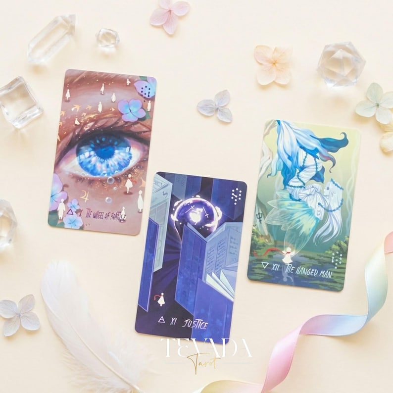 Starlit Gleanings Tarot with cute anime style watercolor art for intuitive divination and healing guidance.