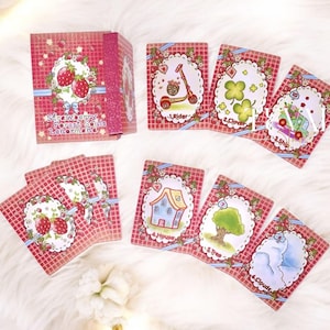 Strawberry Forest Souls - Lenormand - Doux jeu de cartes de dessin animé rose Esprits de la nature mignons pour la guérison - Indie unique Cartes Oracle Oracle Cartes de confirmation de deck