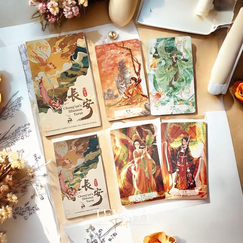 Chang An's Illusion Tarot DELUXE historical Chinese style Indie Tarot Cards for cultural reflection and divination.