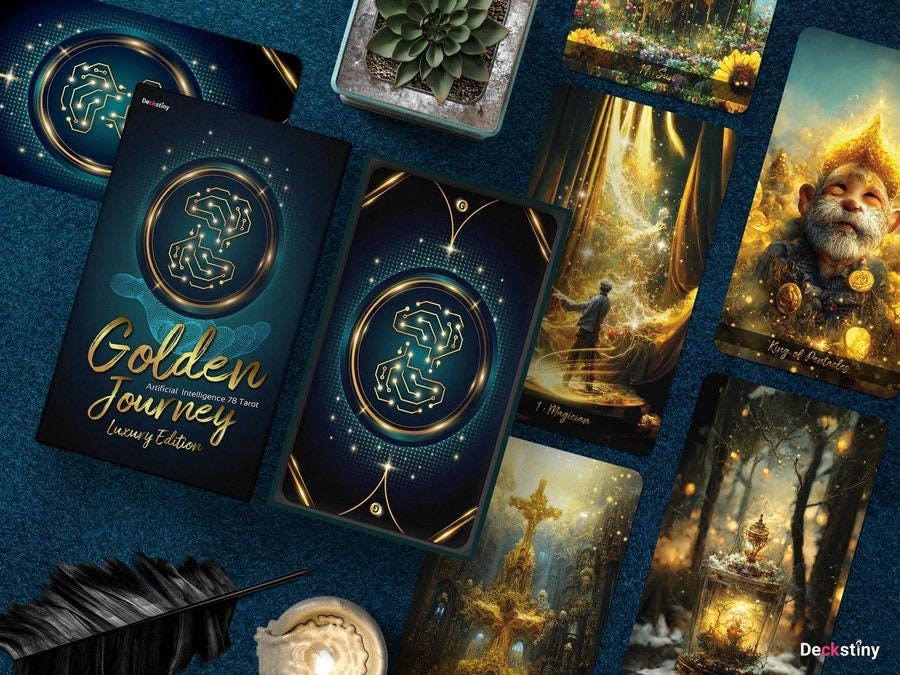Golden Journey Tarot LUXURY AI Generated Art Golden Stamping - Etsy