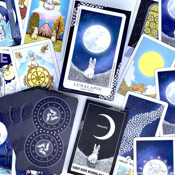 Lunalapin Tarot SILVER  New Edition Magical Rabbit Tarot Cute Bunny under the Moon Tarot Art Unique Indie Tarot Deck for Beginners-US