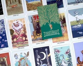 Into the Wild Tarot & Oracle EMERALD Green Edge Whimsical Cartoon Safari Animal Tarot Cards  Unique Indie Tarot Deck for Beginners