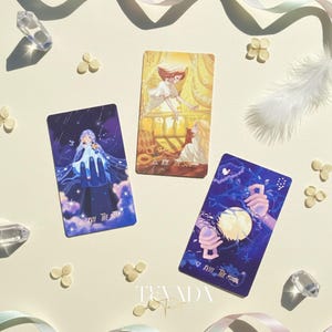 Starlit Gleanings Tarot with cute anime style watercolor art for intuitive divination and healing guidance.