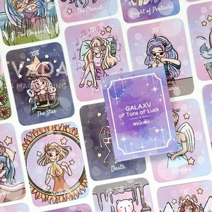 Galaxy of Tons of Luck Tarot & Oracle Intuitive Pink Vibe Girl Energy Pocket-Size Cute Tarot Unique Indie Tarot Deck for Beginners