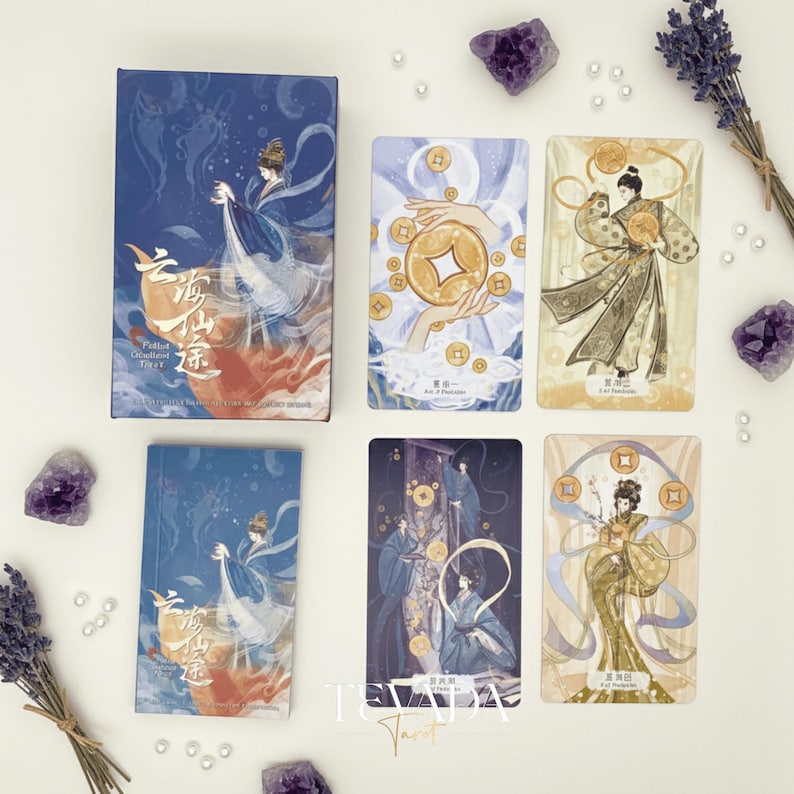 Explore intuitive guidance with the Fabled Cloudland Tarot Deck DELUXE, a 78-card Chinese mythology tarot featuring flowing art, celestial figures, and symbolic wisdom.