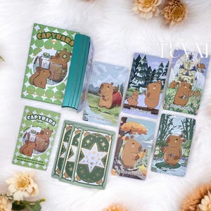 Tarot Capybara DEXLUXE: Tarot de dibujos animados con un animal adorable y sabiduría ancestral para guía espiritual. Baraja de tarot independiente única para principiantes.