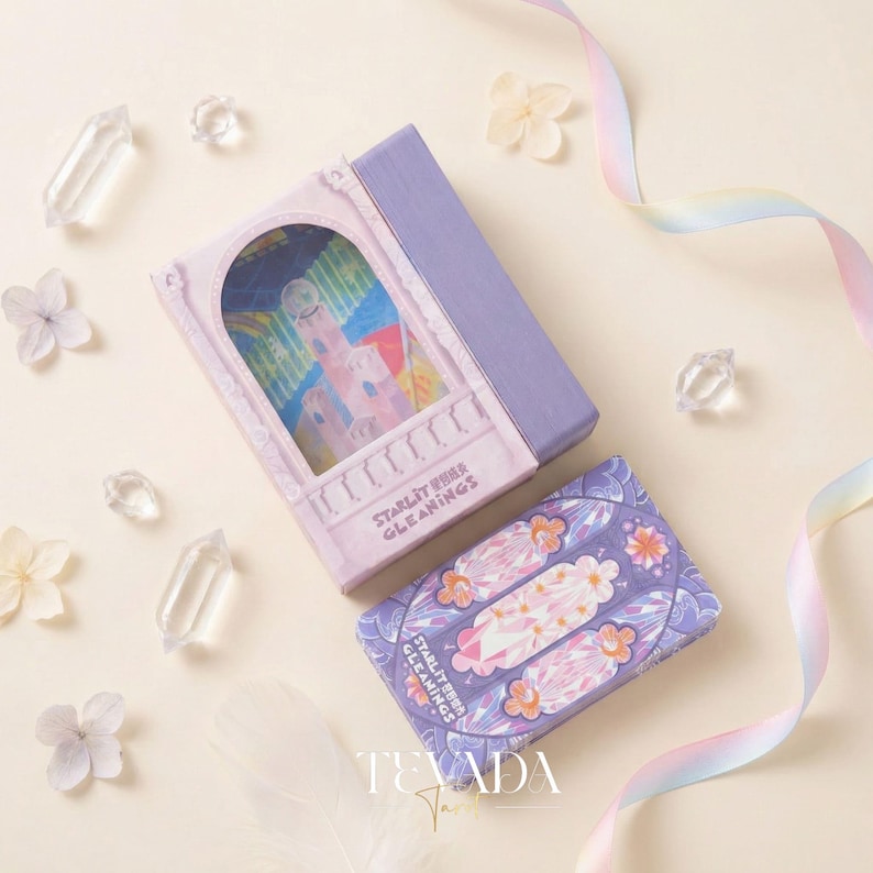Starlit Gleanings Tarot with cute anime style watercolor art for intuitive divination and healing guidance.