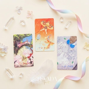 Starlit Gleanings Tarot with cute anime style watercolor art for intuitive divination and healing guidance.