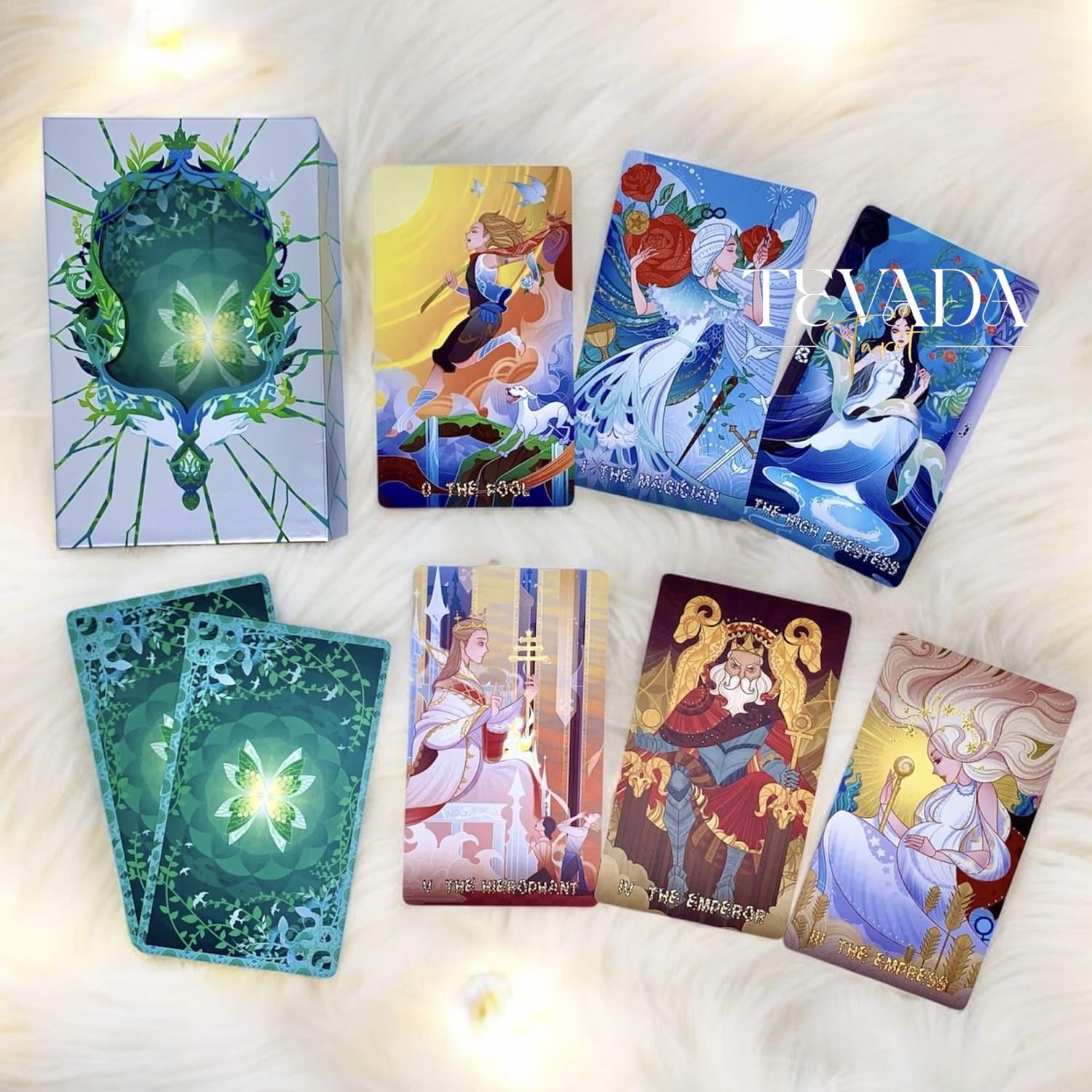 The Unnamed Tarot GREEN Edt-Forest-Inspired Spiritual Healing Cartoon for Awakening Intuition Growth-Unique Indie Tarot Deck for Beginners