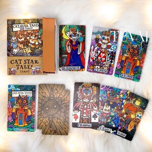 Cat Star Tales Tarot DELUXE-Cute Cartoon Tarot Ft. Hand-Drawn Kitty Illustrations for Personal Growth-Unique Indie Tarot Deck for Beginners