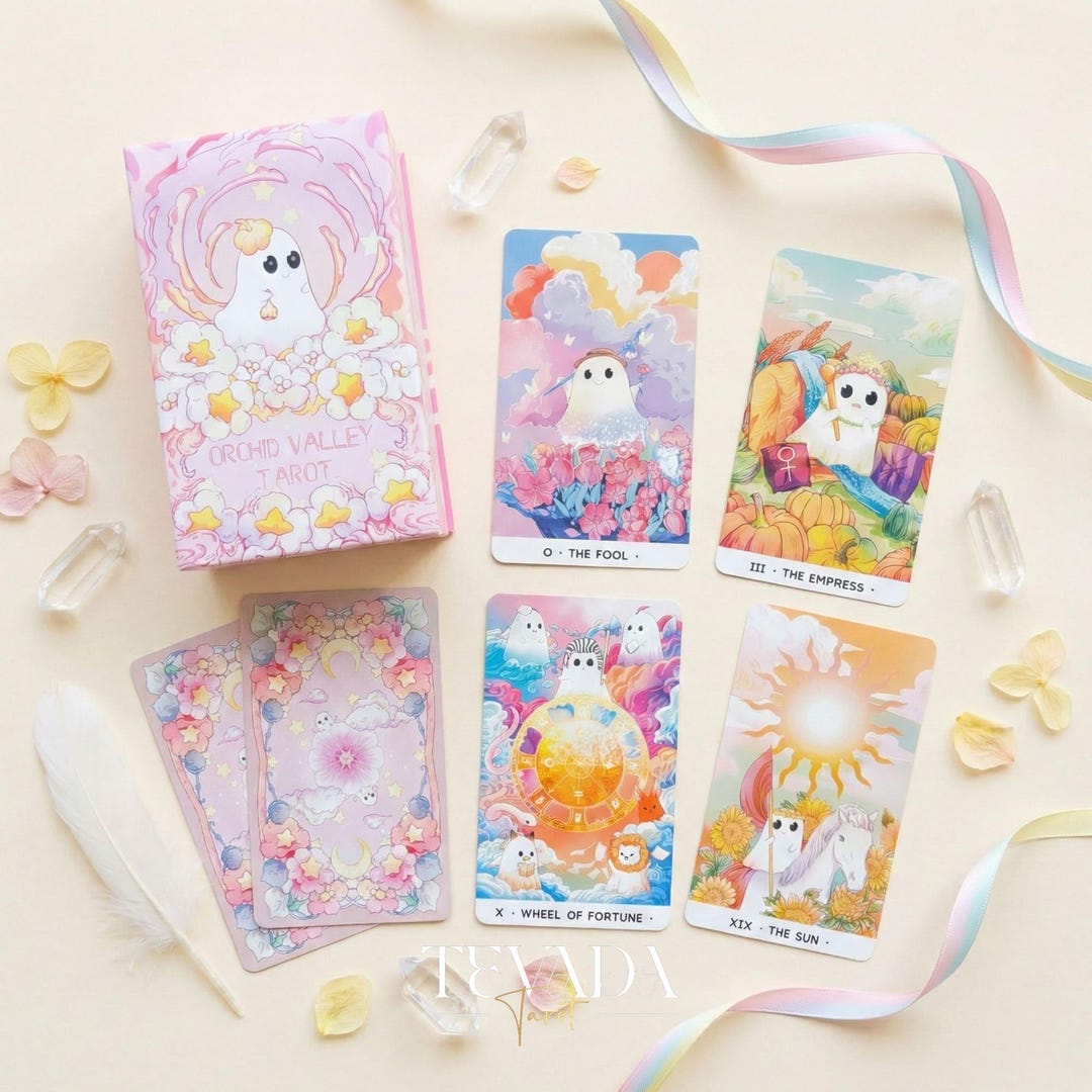 Orchid Valley Tarot Deck DELUXE: Kawaii Pastel Ghost Silver Star