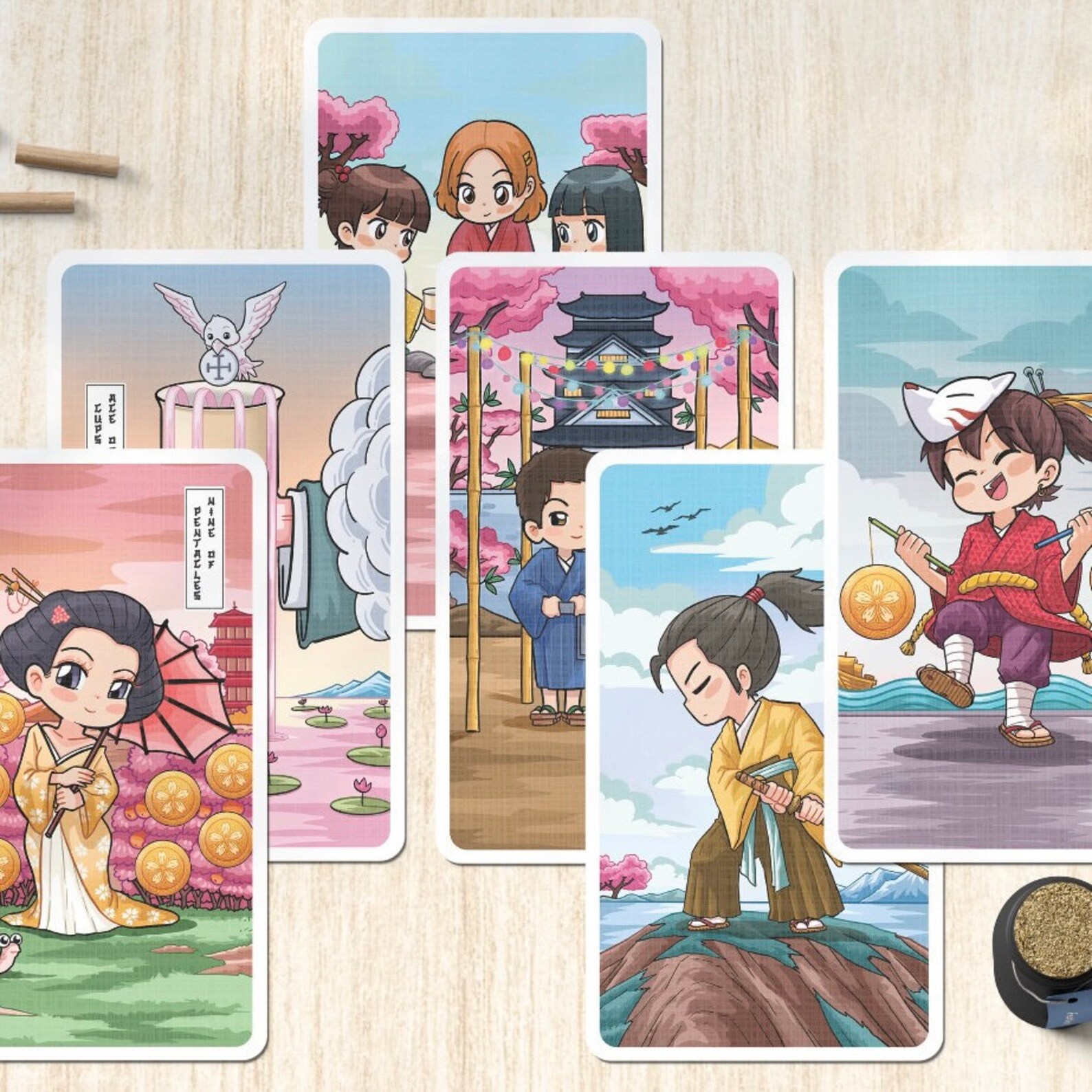 Sakura Spring Tarot Geisha Tarot Ninja Tarot Japanese Etsy