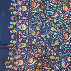 White - Tussar Silk Handloom Block Printed Bengal Hand Kantha Work Dupatta 19 main image 0