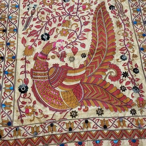 Bengal Kantha Hand Embroidered Handloom Tussar Silk Stole 41