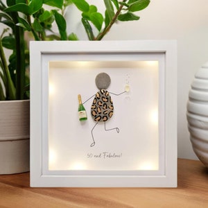 50th Birthday Gift For Woman. Personalised Birthday Gift for Her, Pebble Art Gift for Women, Present for 30th 40th 50th 60th 70th 80th.