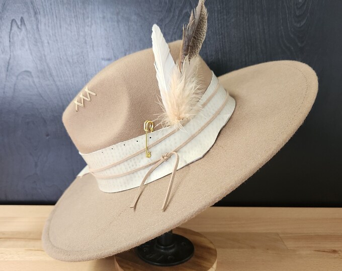 Taupe Fedora Hat, Wide Brim Fedora Hat, Men and Women Fedora Etsy