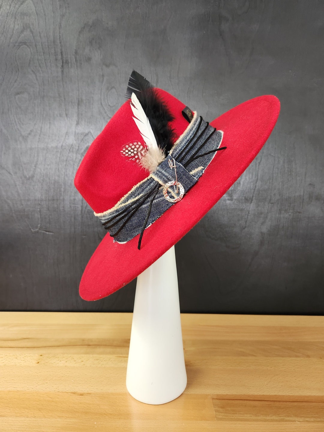 Red Fedora Hat Wide Brim Fedora Hat Men and Women Fedora Etsy