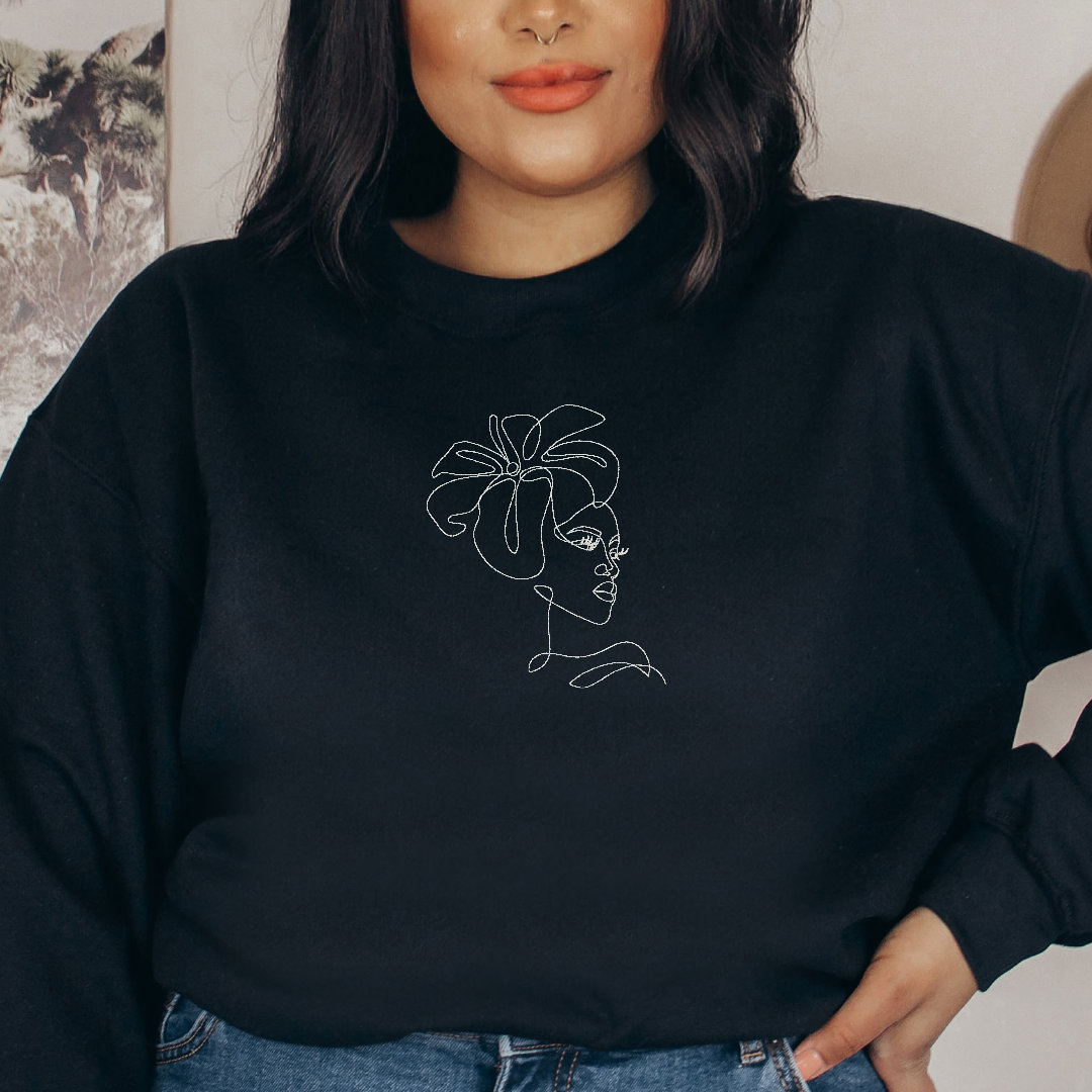Sweatshirt,Line_Art,Black_Woman,Turban,Headwrap,Embroidery