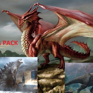 Dragons PACK HD (19 szt. smoków i popiersi, Godzilla 10 szt., 7 szt. dinozaurów i 6 szt. innych) 3d stl 10 do 40 cm