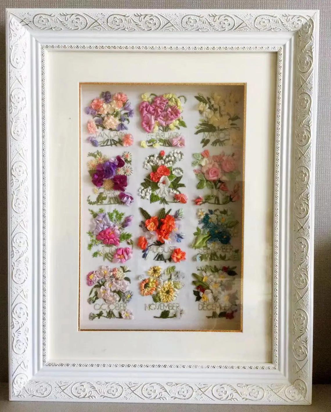 12 Month Flowers Silk Ribbon Embroidery Kit With Tutorial Video for ...