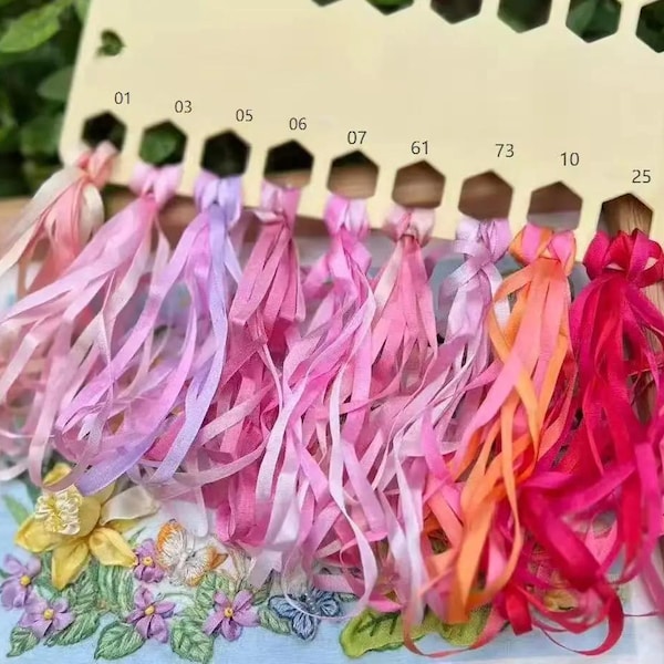 100% Silk Embroidery Ribbon, 4mm Wide, Hand-Dyed, Choose Colors