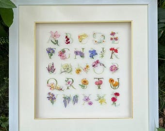 Blumen Alphabet Seidenband Stickerei Kit: Anfänger DIY (Tutorial Video)