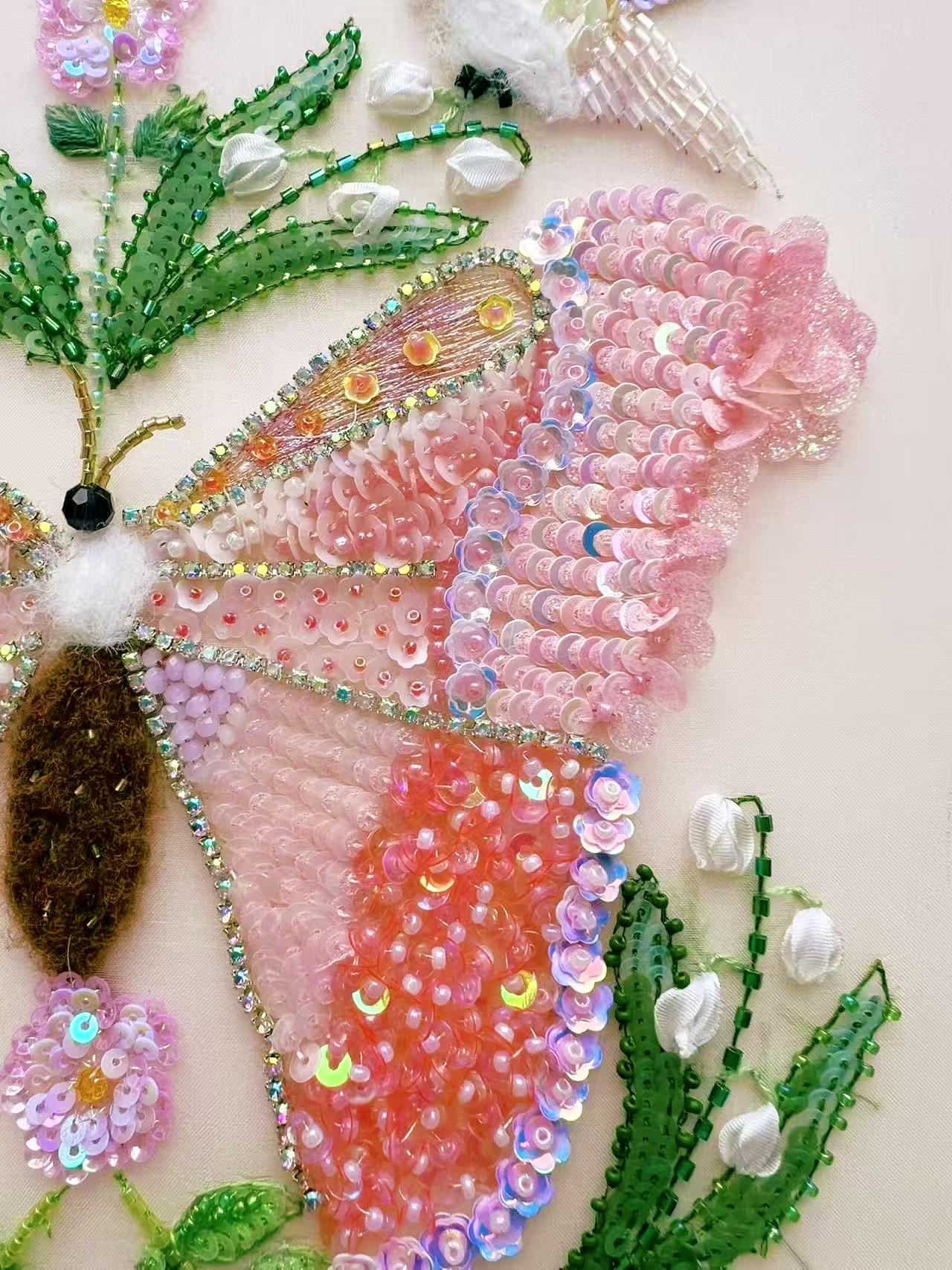 Pink Chicken Elsie Dress, Butterfly Embroidery