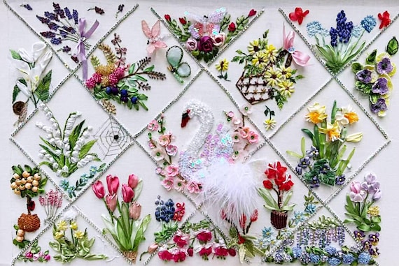 Original Kit For Ribbon Embroidery and Stumpwork With Tutorial Video and instruction book