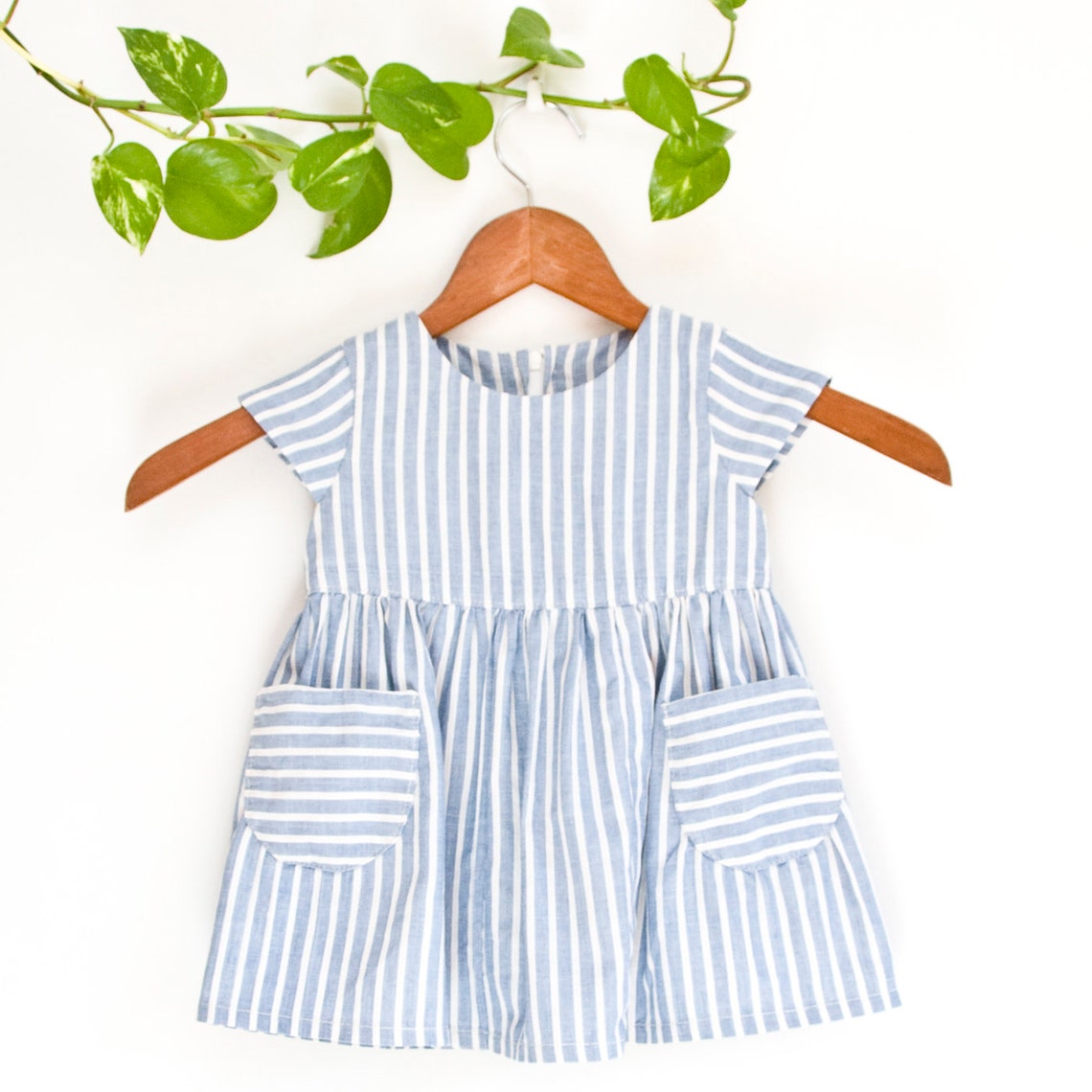 Upcycled Cotton Striped Toddler Dress with Pockets Size 1 Etsy