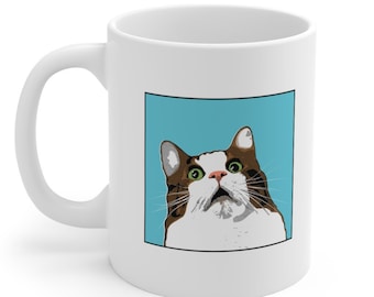 Taza de gato sorprendido - Taza de café Cat Meme - Regalos para amantes de los gatos - Ideas secretas de Santa Claus - Regalos de oficina